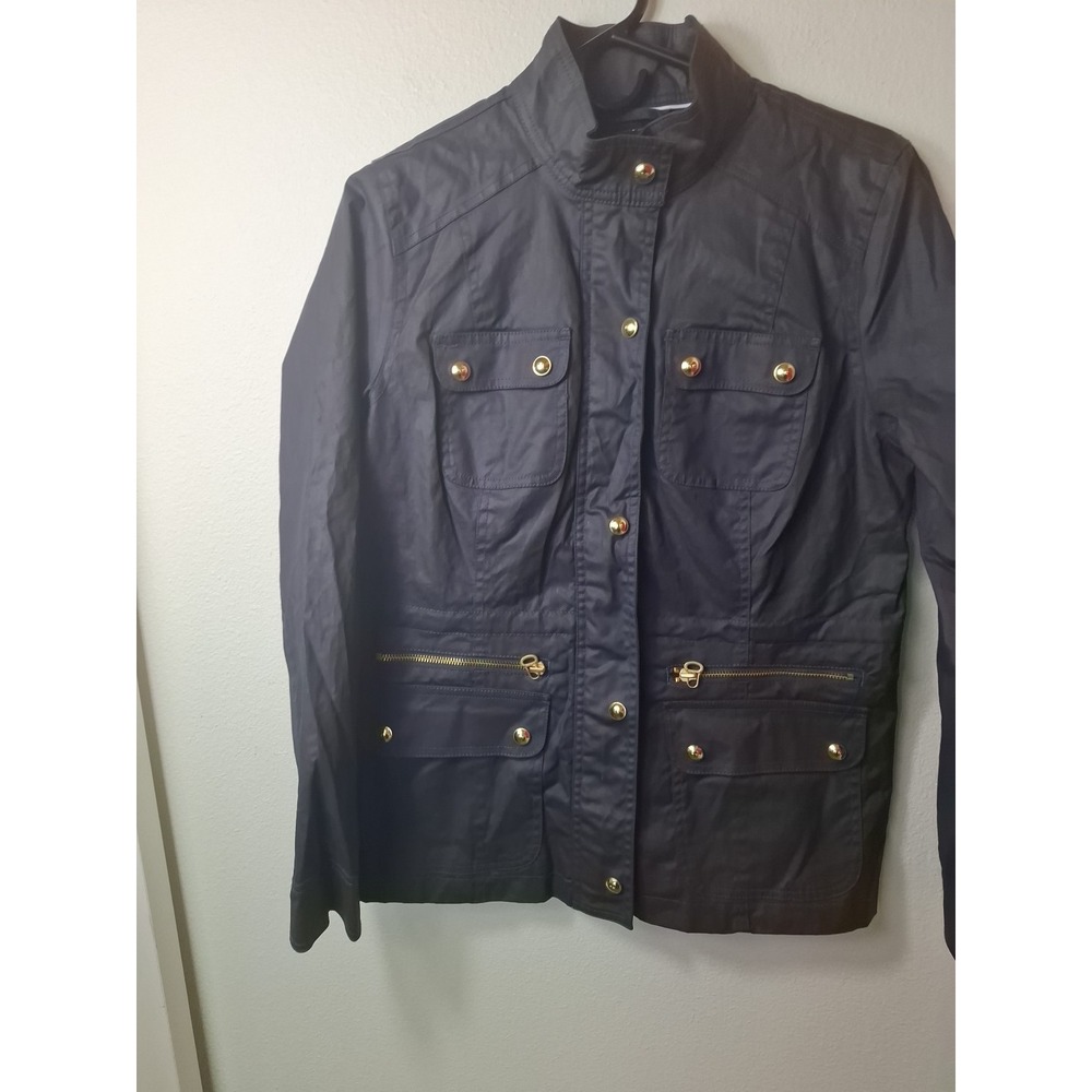 Gorgeous TOMMY HILFIGER Navy Gold LOGO Women Size M Jacket Org $129